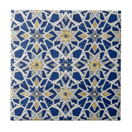 Azulejo De Cerâmica Azul Marinho e Branco Mosaico Marroquino Zellige