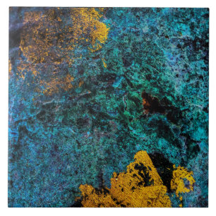 Azulejo De Cerâmica Azul Metálico Moderno de Cobre Dourado