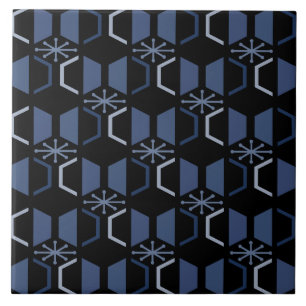 Azulejo De Cerâmica Azul Negro de Hexágonos de Idade Atômica