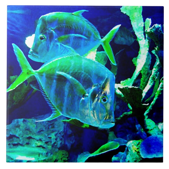 Azulejo De Cerâmica Azul Oceano (Frente)