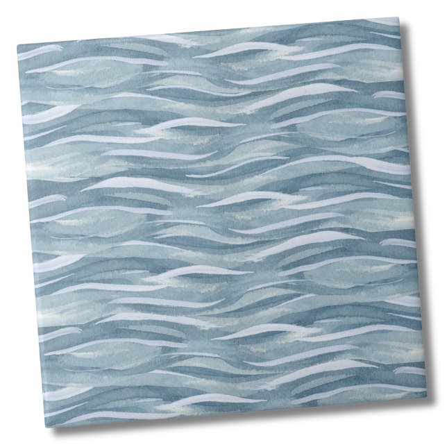 Azulejo De Cerâmica Azul padrão de água (Stylish Water Waves Pattern Blue Ceramic Tile)