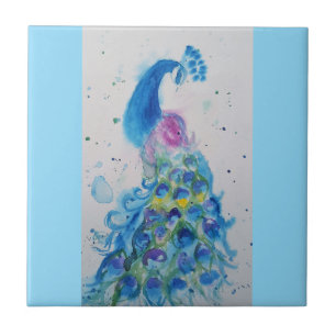Azulejo De Cerâmica Azul Pavão Aquarela Azul Bebê Australiano