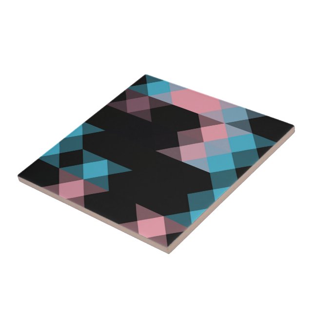 Azulejo De Cerâmica azul rosa e geométrico preto (Lateral)