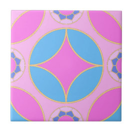 Azulejo De Cerâmica azul rosa - padrão clássico Deco