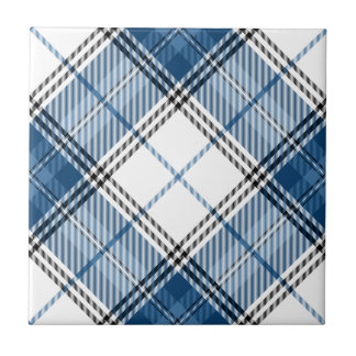 Azulejo De Cerâmica Azul-Tartan Branco