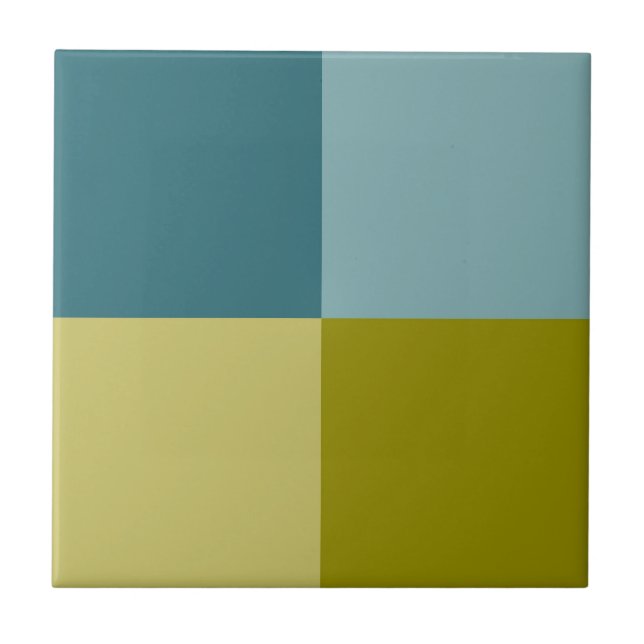 Azulejo De Cerâmica Azul Teal Amarelo Dourado (Frente)