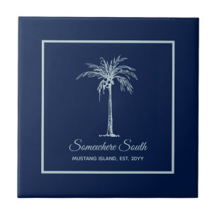 Azulejo De Cerâmica Azul Tropical Claro Personalizado Palmeiras