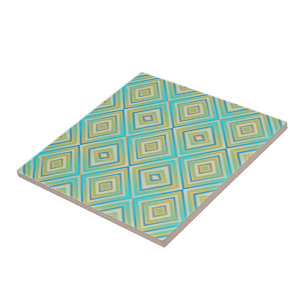 Azulejo De Cerâmica Azul Turquesa Alternativo Padrão de Diamante