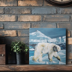 Azulejo De Cerâmica Azul-Urso Polar Ártico