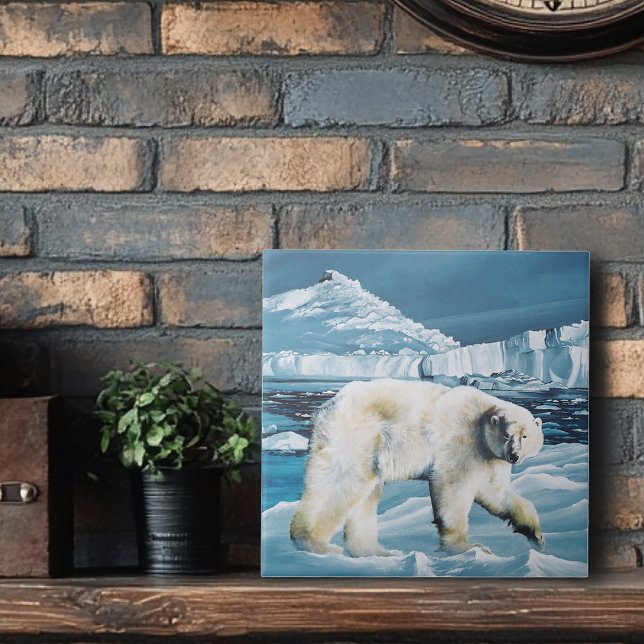 Azulejo De Cerâmica Azul-Urso Polar Ártico (Criador carregado)