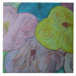 Azulejo De Cerâmica Azulejo abstrato Summer Floral Cerâmica