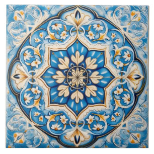 Azulejo De Cerâmica Azulejo - Branco Azul Bege Estilo Persa 