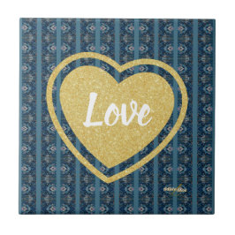 Azulejo De Cerâmica Azulejo cerâmico Blue Stripe LOVE da Poeta Adiela 