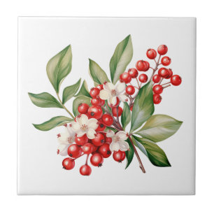 Azulejo De Cerâmica Azulejo Cerâmico de Flores de Frutas Vermelhas de