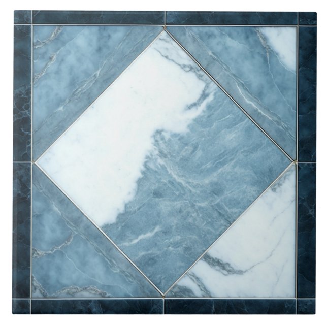 Azulejo De Cerâmica Azulejo cerâmico Elegante  branco-azul (Frente)