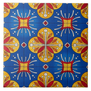 Azulejo De Cerâmica Azulejo cerâmico espanhol da foto do design azul 