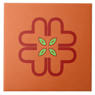 Azulejo De Cerâmica Azulejo cerâmico - Flor de Caleidoscópio Vermelho 