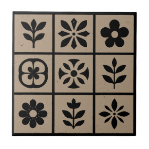 Azulejo De Cerâmica Azulejo Cerâmico Floral Boho Retro   Marrom Aconch