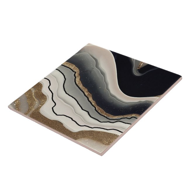 Azulejo De Cerâmica Azulejo cerâmico Preto, Creme e Estilo Geográfico  (Lateral)