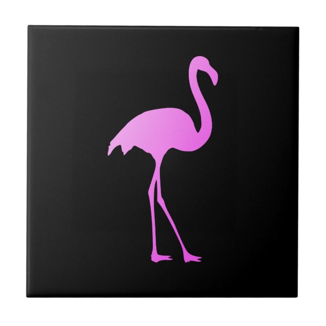 Azulejo De Cerâmica Azulejo cerâmico preto personalizado com flamingo  (Frente)