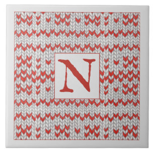 Azulejo De Cerâmica Azulejo Cerâmico RED NORDIC KNIT + Inicial 
