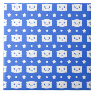 Azulejo De Cerâmica Azulejo Cerâmico Rosto de Travesseiro Kawaii Azul