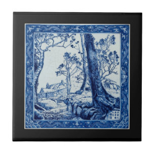 Azulejo De Cerâmica Azulejo de Arte Cerâmico Azul Cobalto Farm Steps, 