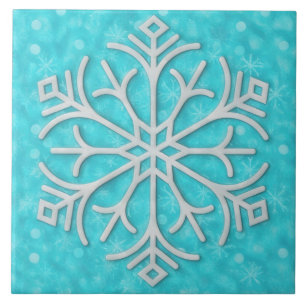 Azulejo De Cerâmica Azulejo de Arte de Férias Floco de Neve Azul Água