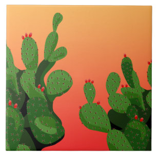 Azulejo De Cerâmica Azulejo de decoração inicial da Arizona de Cactus