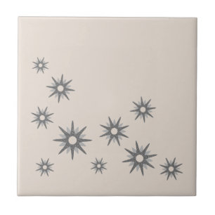 Azulejo De Cerâmica Azulejo de Estrelas Explosivas de Prata de Meados