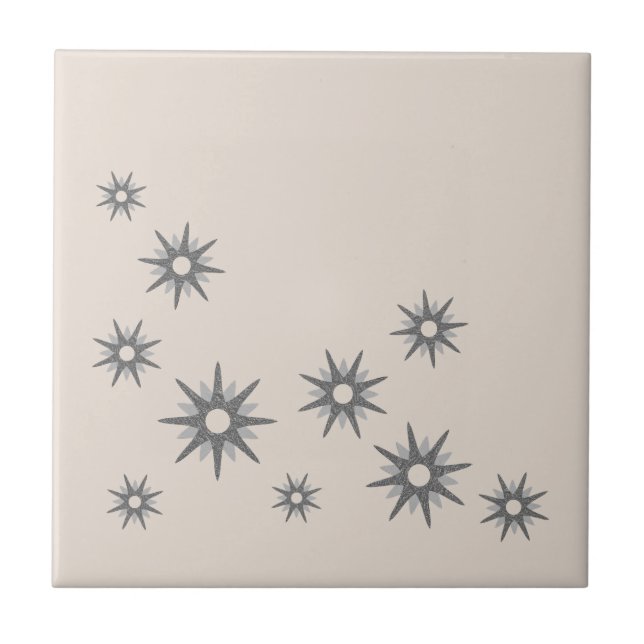 Azulejo De Cerâmica Azulejo de Estrelas Explosivas de Prata de Meados  (Frente)