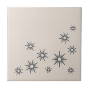 Azulejo De Cerâmica Azulejo de Estrelas Explosivas de Prata de Meados