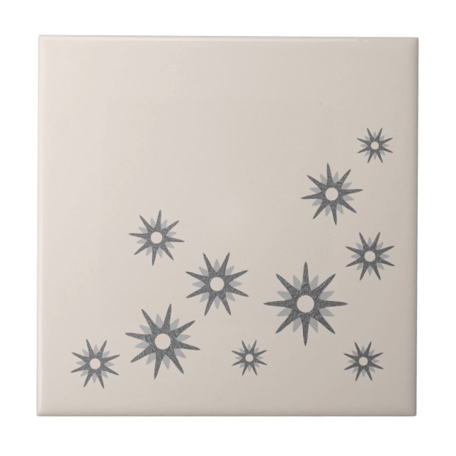 Azulejo De Cerâmica Azulejo de Estrelas Explosivas de Prata de Meados  (Frente)