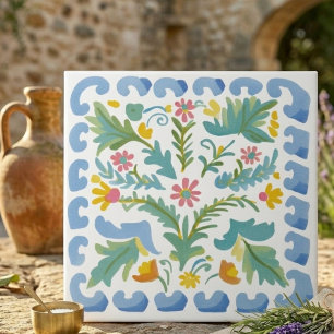 Azulejo De Cerâmica Azulejo Decorativo Floral em Arte Popular Amarela
