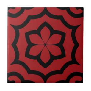 Azulejo De Cerâmica Azulejo, Design de Flor Vermelho e Preto
