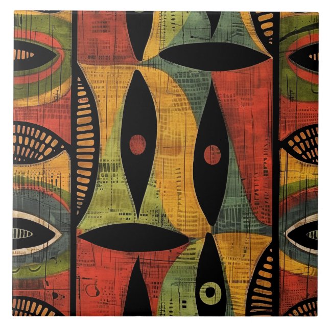 Azulejo De Cerâmica Azulejo Dourado Africano Cerâmica Verde (Frente)