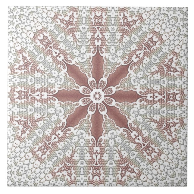 Azulejo De Cerâmica Azulejo Elegante Lace Floral Cerâmica (Frente)