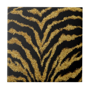 Azulejo De Cerâmica Azulejo Estampa Leopardo Preto Dourado Rockabilly 