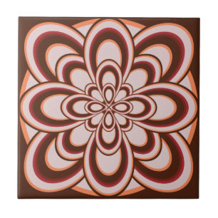 Azulejo De Cerâmica Azulejo, flor abstrata 2, vinho do pêssego de