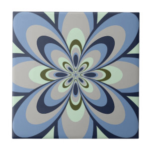 Azulejo De Cerâmica Azulejo, flor abstrata 4, azul, cinza, verde