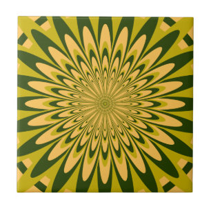 Azulejo De Cerâmica Azulejo, Flor Abstrata 5, Dourado Chartreuse
