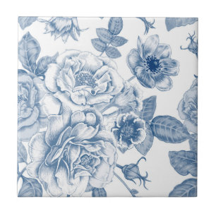 Azulejo De Cerâmica Azulejo floral branco azul da decoração da casa 