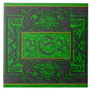 Azulejo De Cerâmica "Azulejo inicial do monograma da respiração" 3 d