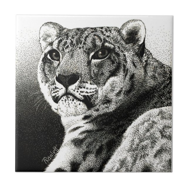 Azulejo De Cerâmica Azulejo-leopardo-da-neve (Frente)
