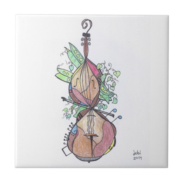 Azulejo De Cerâmica azulejo pequeno:  violoncelo (Frente)