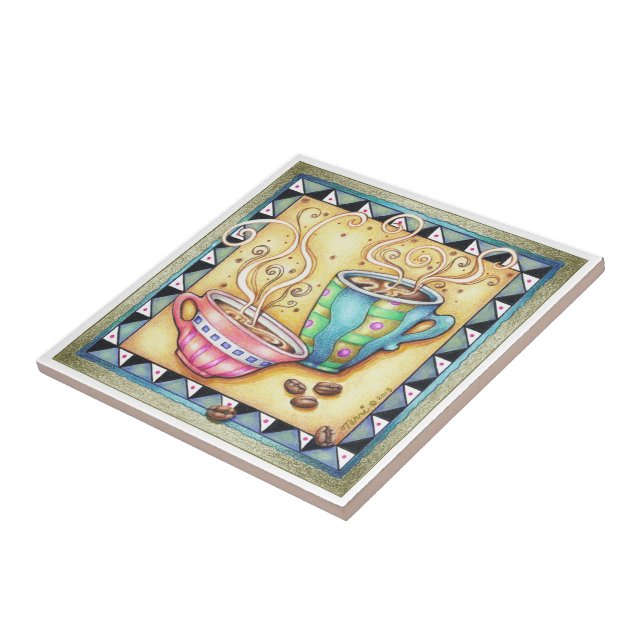 AZULEJO DE CERÂMICA  AZULEJO, PORTA COPOS - FEIJÕES LEGAL! ARTE DO CAFÉ (Lateral)