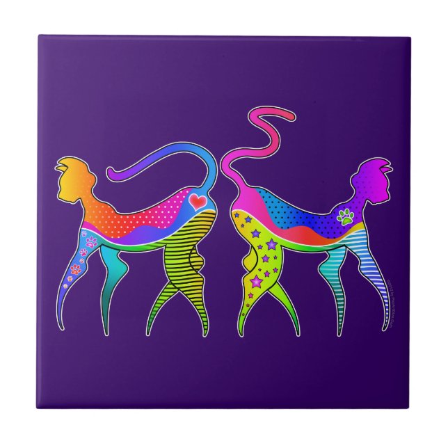 Azulejo De Cerâmica AZULEJO, PORTA COPOS ou TRIVET de KATZ do CAT do (Frente)