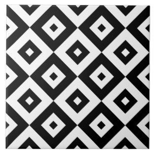 Azulejo De Cerâmica Azulejo preto & branco do teste padrão   dos