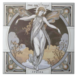 Azulejo De Cerâmica Azulejo "Primavera" sazonal raro de reprodução de 