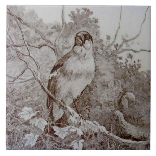 Azulejo De Cerâmica Azulejo Repro 1886 Minton Sepia Transferware Bird 